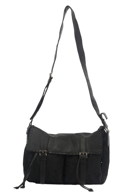 Prada Tessuto Black Flap Shoulder Bag