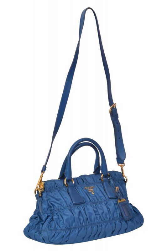 Prada Tessuto Gaufre Ruched Nylon Tote Bag