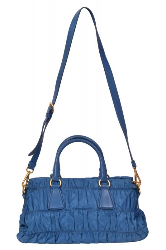 Prada Tessuto Gaufre Ruched Nylon Tote Bag