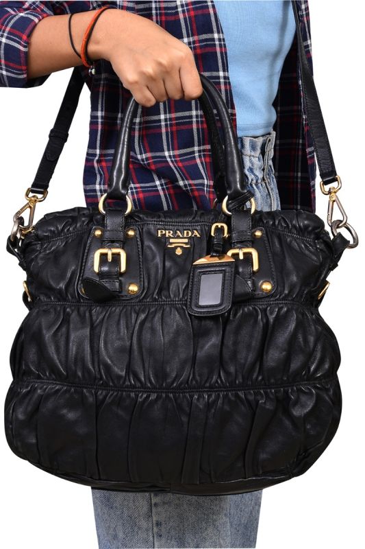 Prada Tessuto Nylon Nappa Gaufre Shopping Satchel