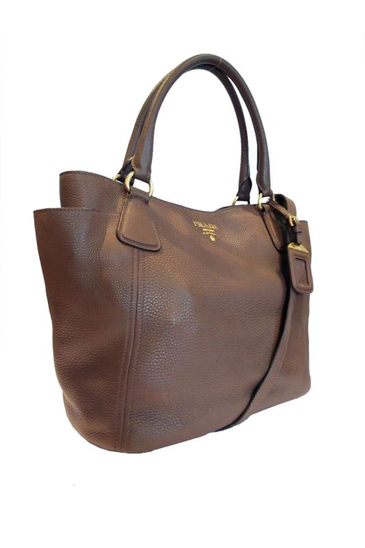 PRADA VITELLO DIANO BROWN LEATHER TOTE