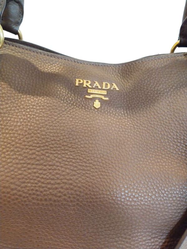 PRADA VITELLO DIANO BROWN LEATHER TOTE