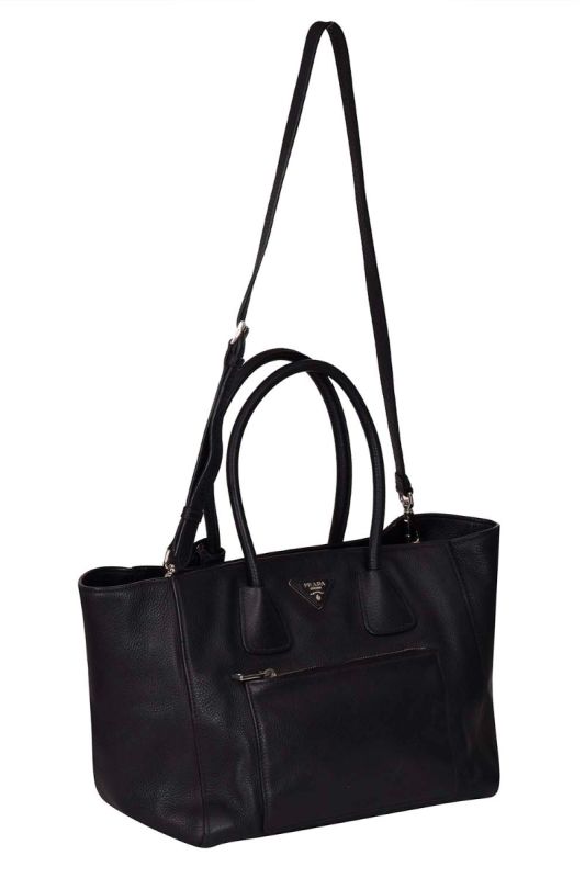 Prada Vitello Phoenix Front Pocket Shopper Tote Bag