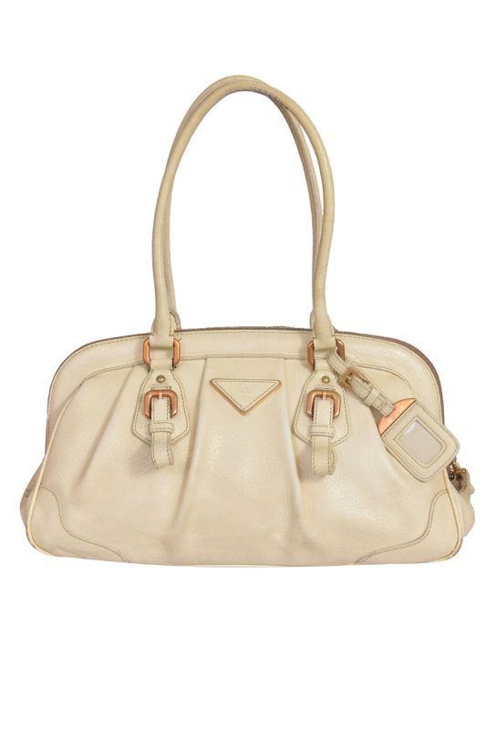 Prada White Leather Shoulder Bag