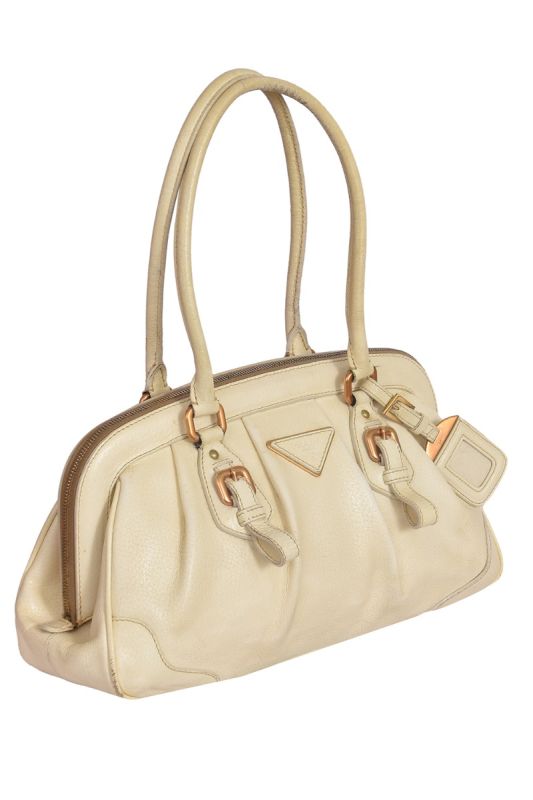 Prada White Leather Shoulder Bag