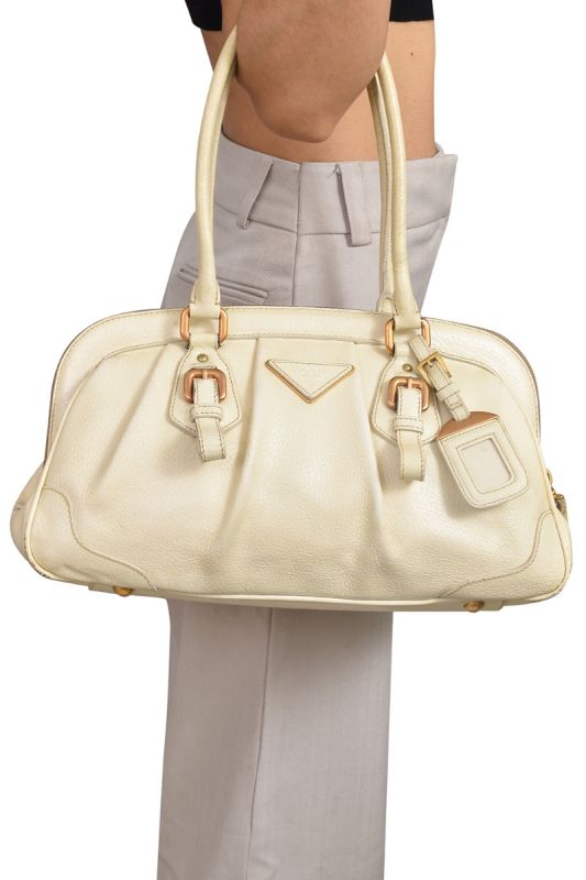 Prada White Leather Shoulder Bag