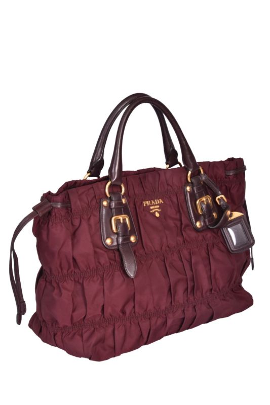 Prada Wine Nylon GaufreTote Bag