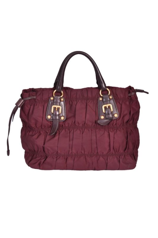 Prada Wine Nylon GaufreTote Bag