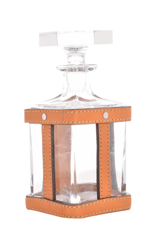 RALPH LAUREN HOME BARRETT DECANTER LEATHER SADDLE