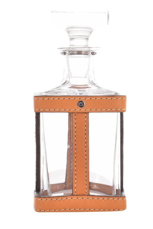 RALPH LAUREN HOME BARRETT DECANTER LEATHER SADDLE