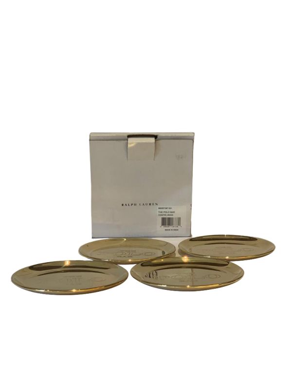 RALPH LAUREN KIPTON BRASS BOTTLE COASTER IN GOLD