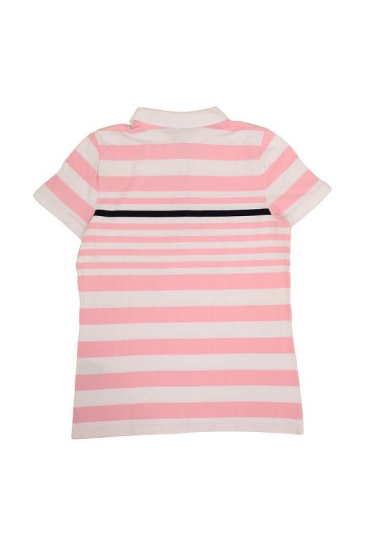 RALPH LAUREN PINK AND WHITE STRIPED POLO T-SHIRT