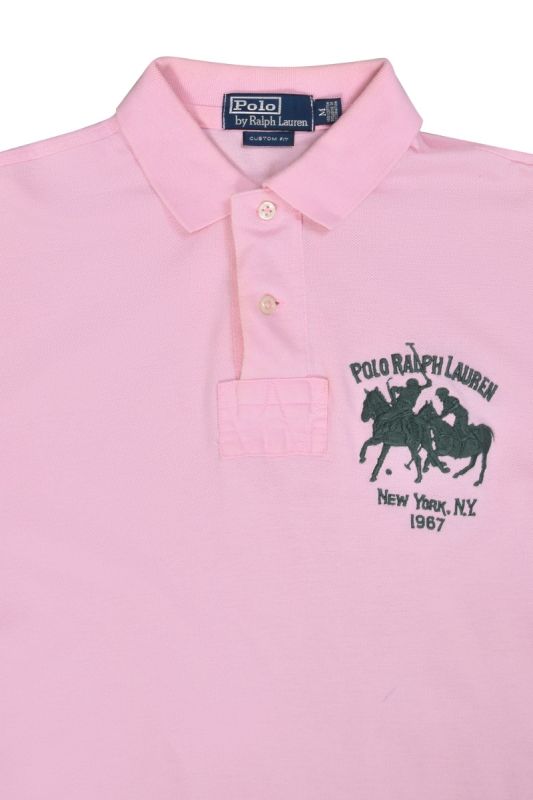 Ralph Lauren Polo Custom Fit Pink Polo T Shirt