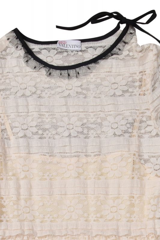 Red Valentino White Lace Contract Bow Detail Mini Dress