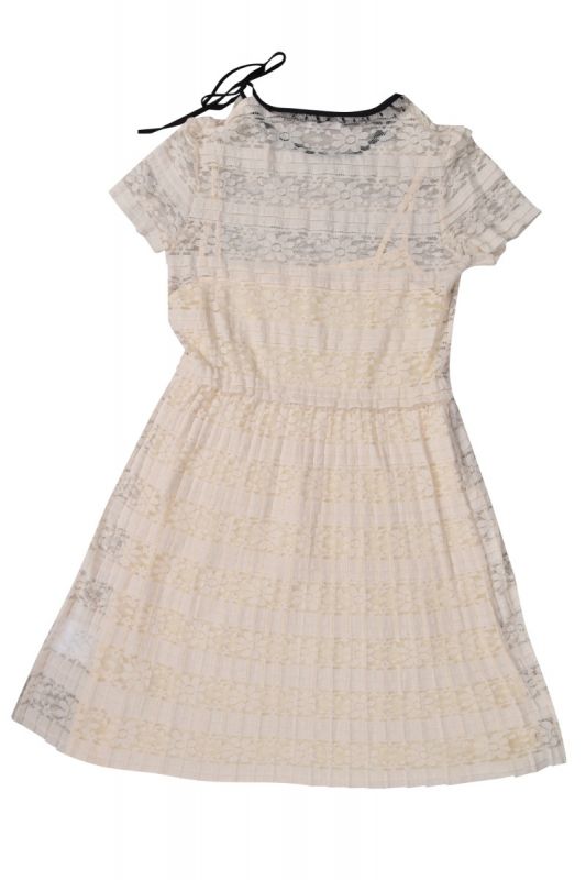 Red Valentino White Lace Contract Bow Detail Mini Dress