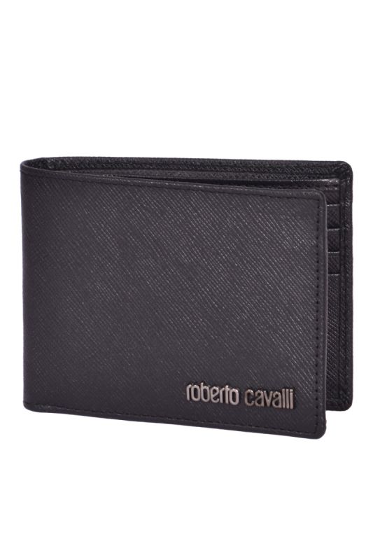 Roberto Cavalli Black Leather Bi- Fold Wallet