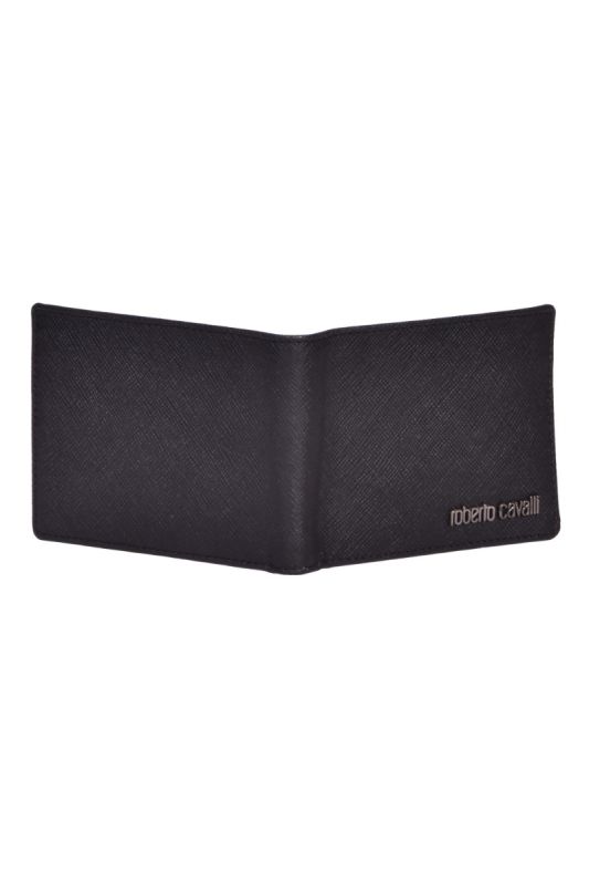 Roberto Cavalli Black Leather Bi- Fold Wallet