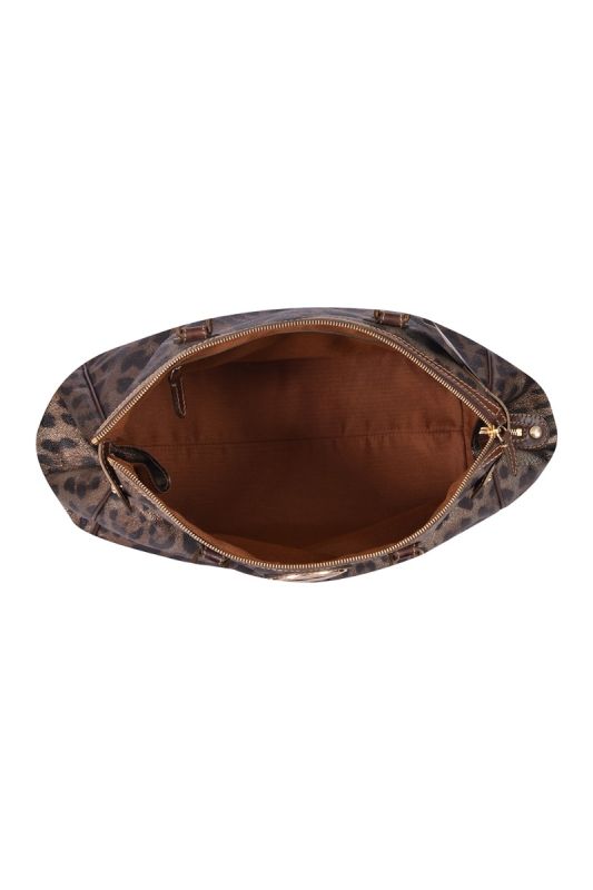Roberto Cavalli Brown leopard Coated Canvas Handle Bag