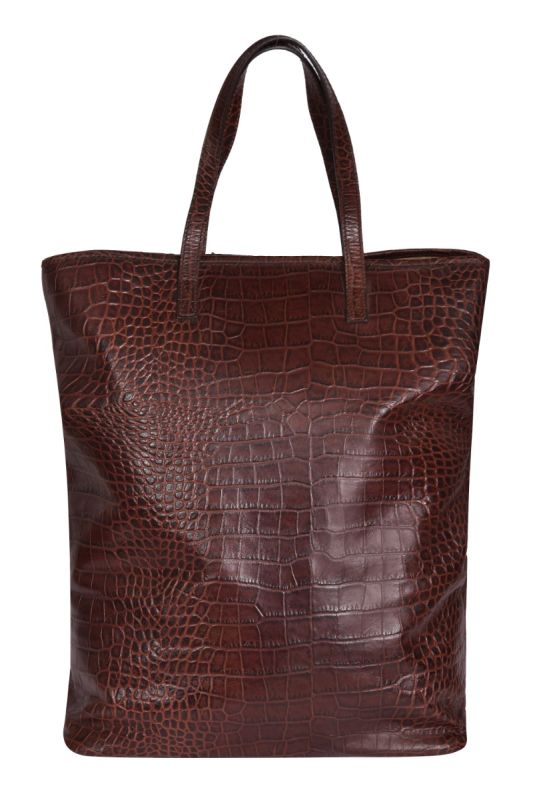 Roberto Cavalli Brown Python Embossed Leather Tote Bag