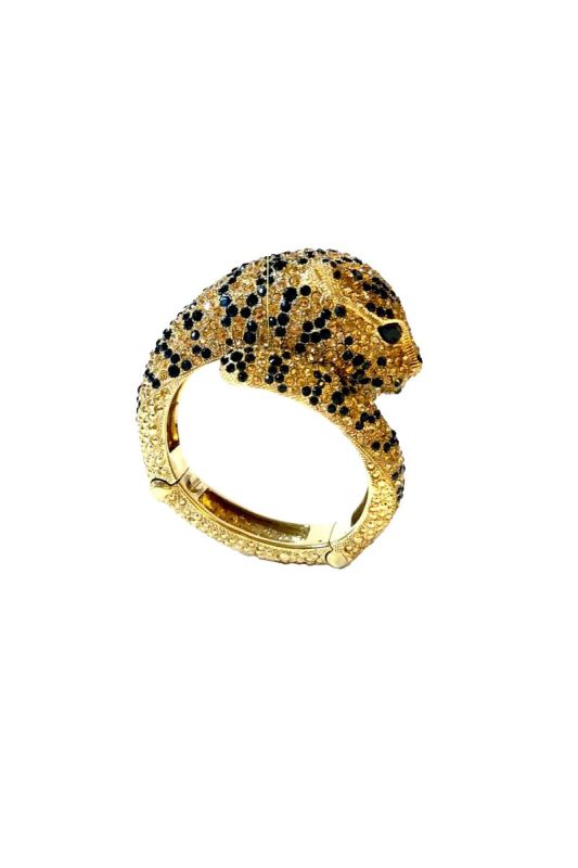 ROBERTO CAVALLI JEWELLED GOLDEN PANTHER CUFF