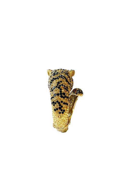 ROBERTO CAVALLI JEWELLED GOLDEN PANTHER CUFF