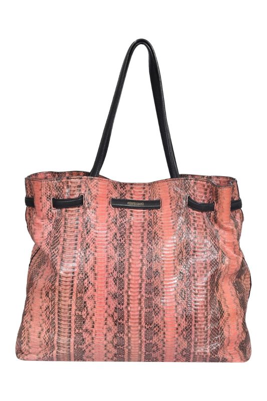 Roberto Cavalli Peach Python Leather Tote Bag