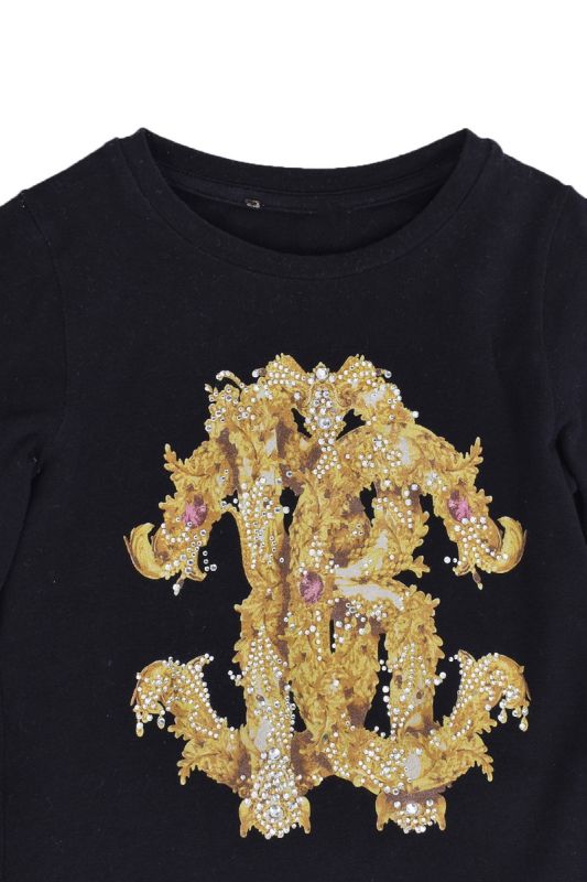 ROBERTO CAVALLI PRINTED STRASS T SHIRT