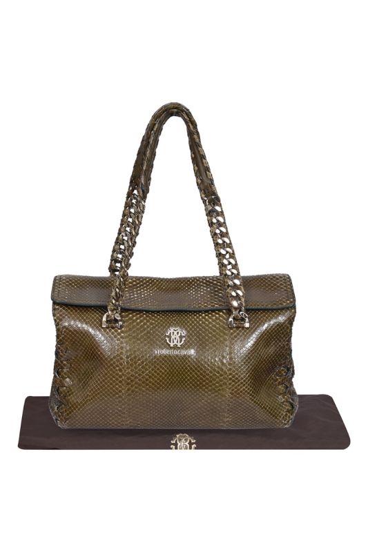 Roberto Cavalli Python Regina Shoulder Bag
