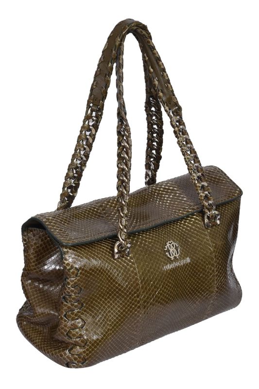 Roberto Cavalli Python Regina Shoulder Bag
