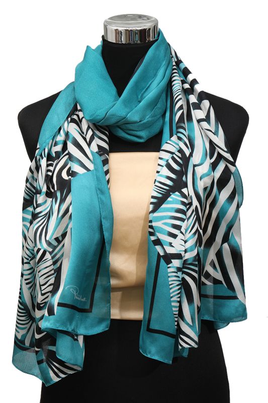 Roberto Cavalli Teal Printed Scarf