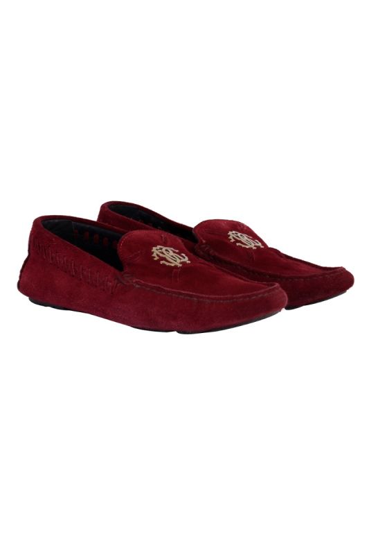 ROBERTO CAVALLI VELVET LOGO LOAFERS
