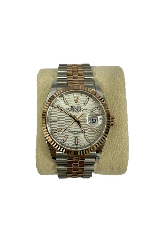 Rolex Oyster Datejust 36 RolesorEyerose Silver Fluted Watch