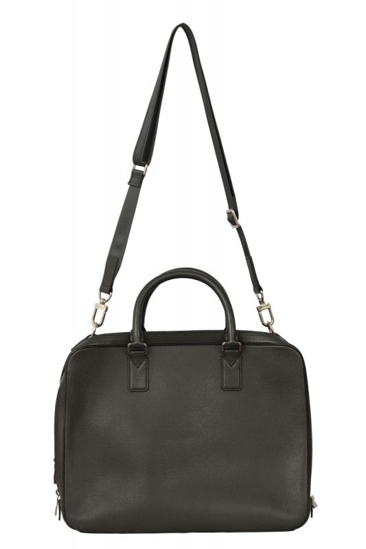 LOUIS VUITTON BLACK TAIGA LEATHER LOZAN BRIEFCASE