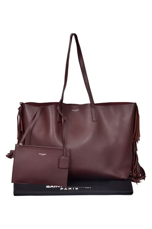 Saint Laurent Large Calfskin Fringe Shopping Tote Bag