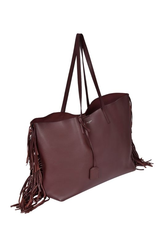 Saint Laurent Large Calfskin Fringe Shopping Tote Bag