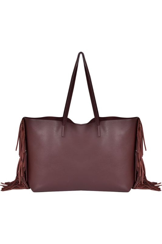 Saint Laurent Large Calfskin Fringe Shopping Tote Bag