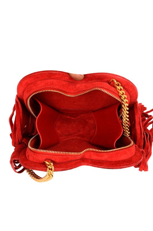 SAINT LAURENT ‘LOVE HEART’ FRINGED SHOULDER BAG
