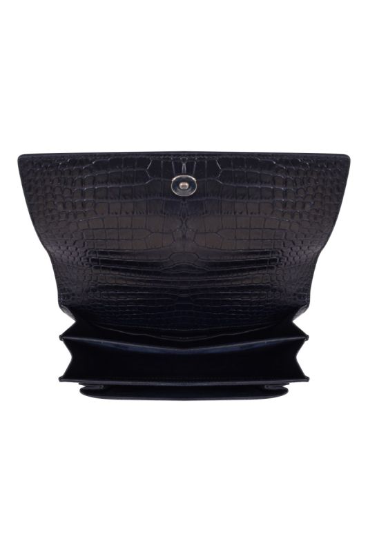 Saint Laurent Sunset Crocodile Embossed Leather Bag