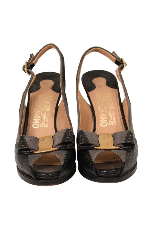 SALVATORE FERRAGAMO PATENT PLATFORM PUMPS