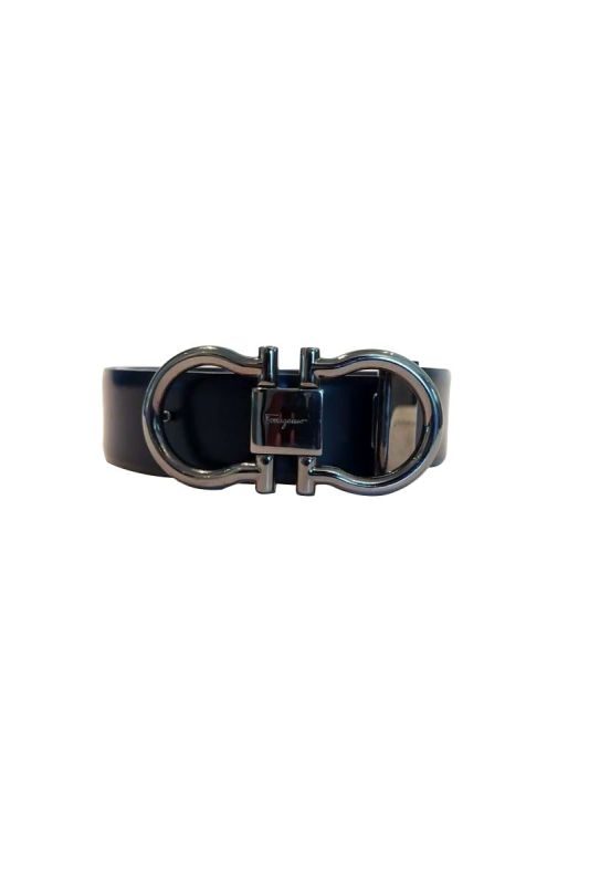 SALVATORE FERRAGAMO BLACK GANCINI BELT