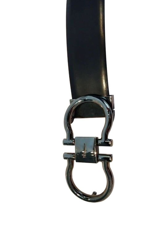 SALVATORE FERRAGAMO BLACK GANCINI BELT