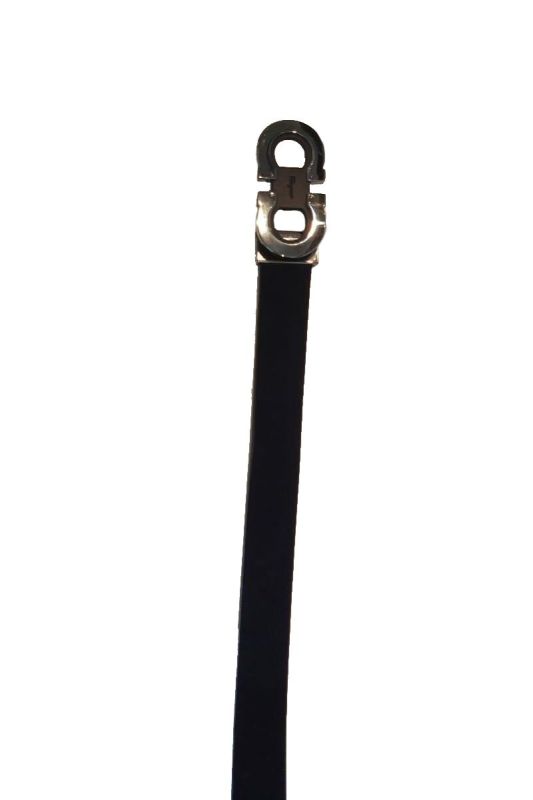 SALVATORE FERRAGAMO BLACK GANCINI LOGO BELT