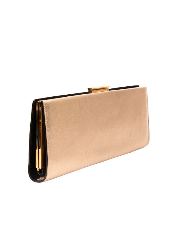 SALVATORE FERRAGAMO BLACK/GOLDEN CLUTCH SLING