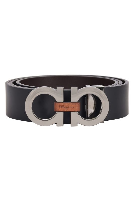 Salvatore Ferragamo Black Leather Buckle Belt