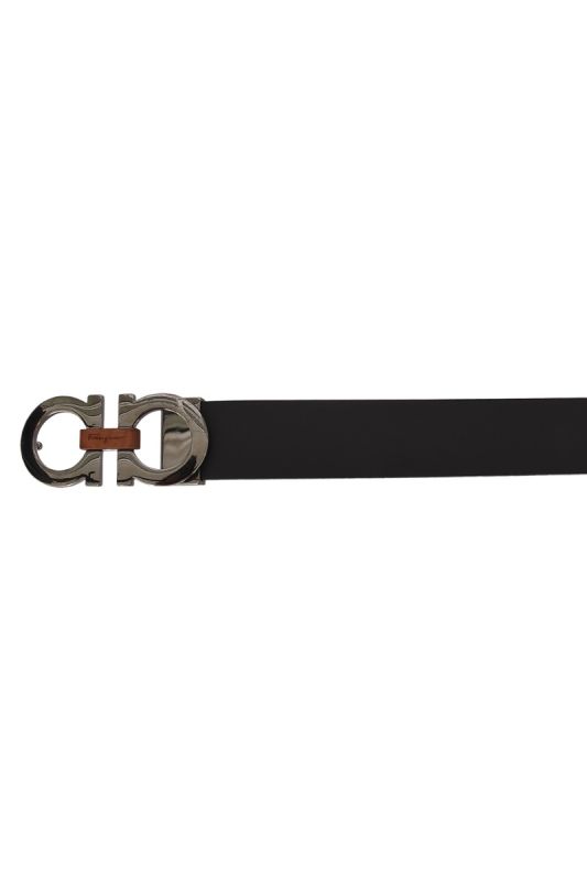 Salvatore Ferragamo Black Leather Buckle Belt