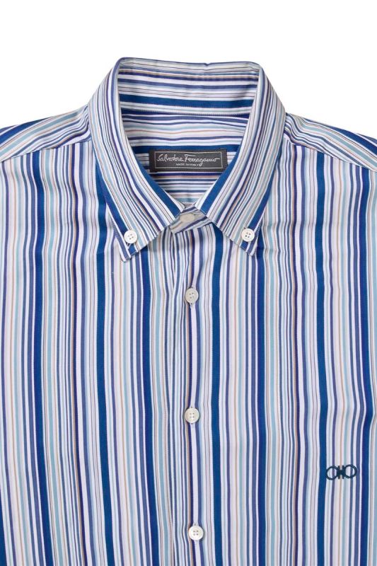 Salvatore Ferragamo Blue Stripped Shirt