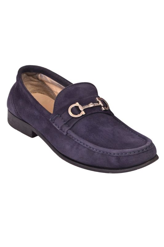 Salvatore Ferragamo Blue Suede Loafers