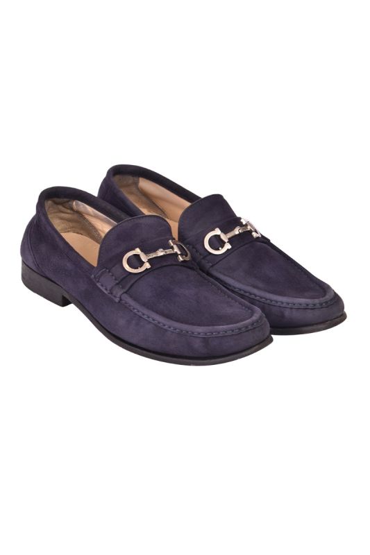 Salvatore Ferragamo Blue Suede Loafers
