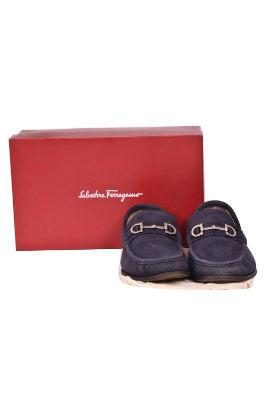 Salvatore Ferragamo Blue Suede Loafers