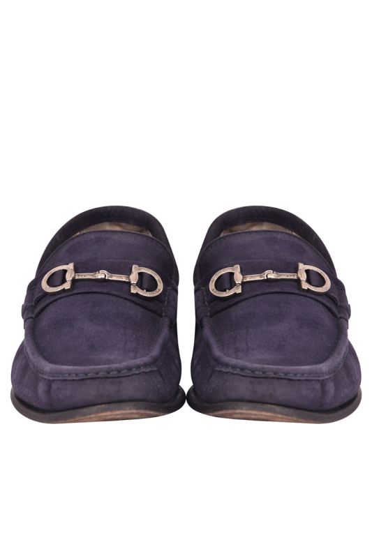 Salvatore Ferragamo Blue Suede Loafers